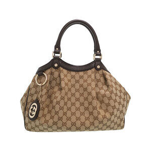 Gucci Sukey Tote bag GG monogram canvas leather trim Brown
